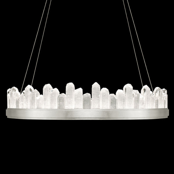 Pendant, Round, 24-Light, LED, Silver Leaf, Illuminated Crystal, 41"W (888440-1ST KCF5)