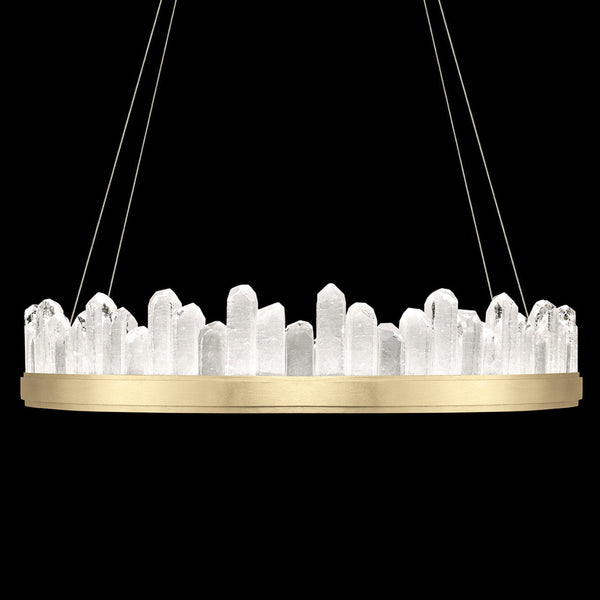 Pendant, Round, 24-Light, LED, Gold Leaf, Illuminated Crystal, 41"W (888440-2ST KCF6)