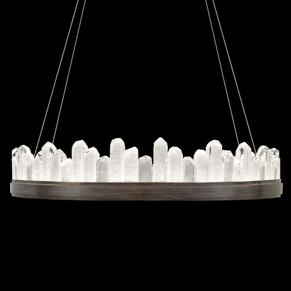 Pendant, Round, 24-Light, LED, Patinated Bronze, Illuminated Crystal, 41"W (888440-3ST KCF7)