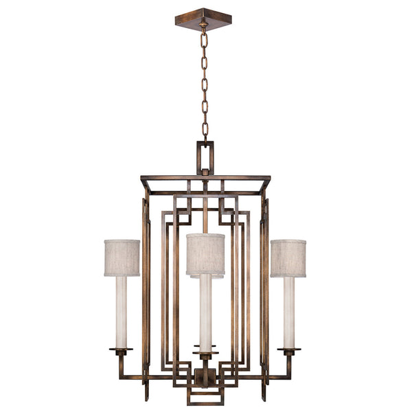 Chandelier, Square, 4-Light, Antique Bronze, 24"W (889040-11ST KEE7)