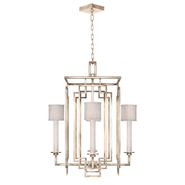 Chandelier, Square, 4-Light, Weathered Griege Patina, 24"W (889040-21ST KEE5)