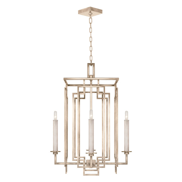 Chandelier, Square, 4-Light, Weathered Griege Patina, 22"W (889040-2ST KEE4)