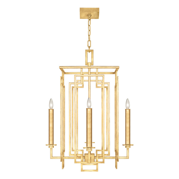 Chandelier, Square, 4-Light, Gold Leaf, 22"W (889040-SF3 NKXW)