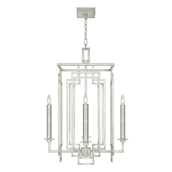 Chandelier, Square, 4-Light, Silver Leaf, 22"W (889040-SF4 NKXY)