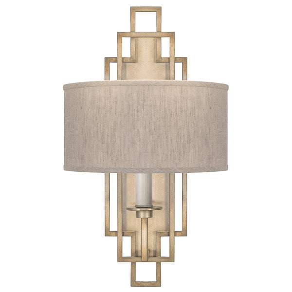 Wall Sconce, 1-Light, Soft Gold, Textured Natural Greige Fabric Shade, 22"H (889350-31ST KEDQ)