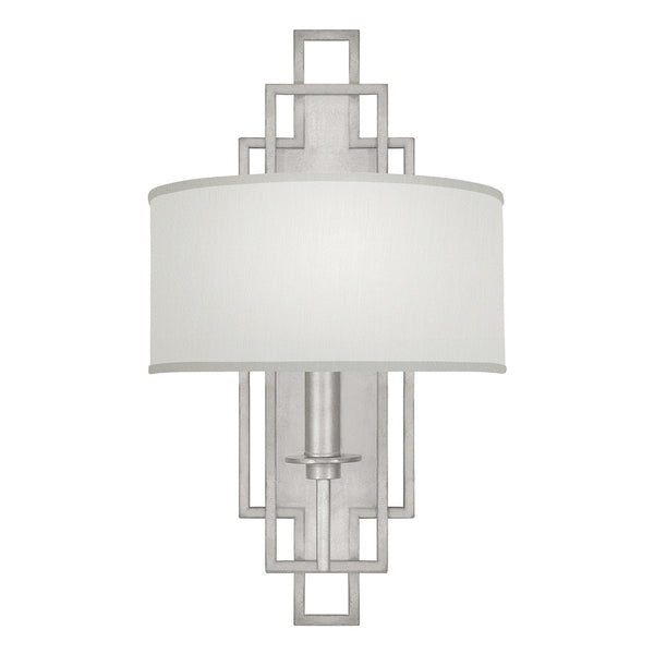 Wall Sconce, 1-Light, Silver Leaf, White Laminated Shade, 22"H (889350-SF41 NKY3)