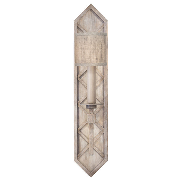 Wall Sconce, 1-Light, Weathered Griege Patina, Textured Natural Greige Fabric Shade, 25"H (889550-21ST KEDE)