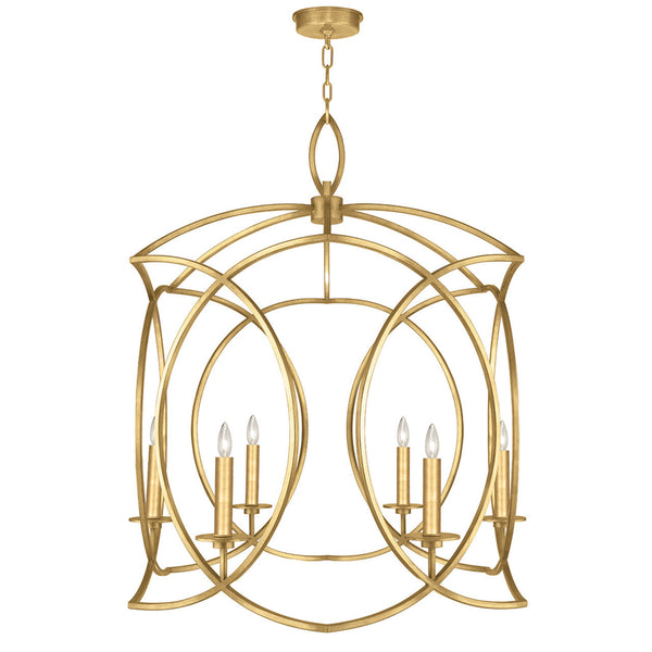 Chandelier, Round, 6-Light, Gold Leaf, 28.5"W (889840-SF3 NKY8)