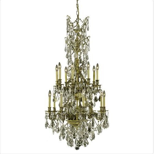 Bronze Sixteen-Light Chandelier with Golden Shadow/Champagne Royal Cut Crystals