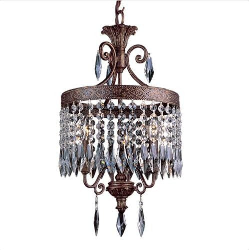 Bronze Gold Three-Light Chandelier with Crystal Accents