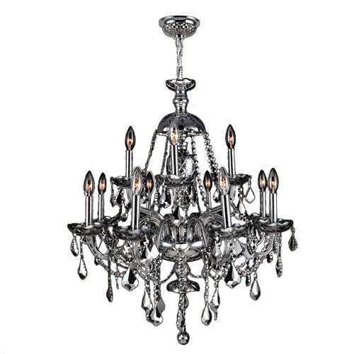 Polished Chrome Twelve-Light Chandelier