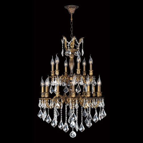 18-Light Antique Bronze Finish with Clear-Crystals Chandelier