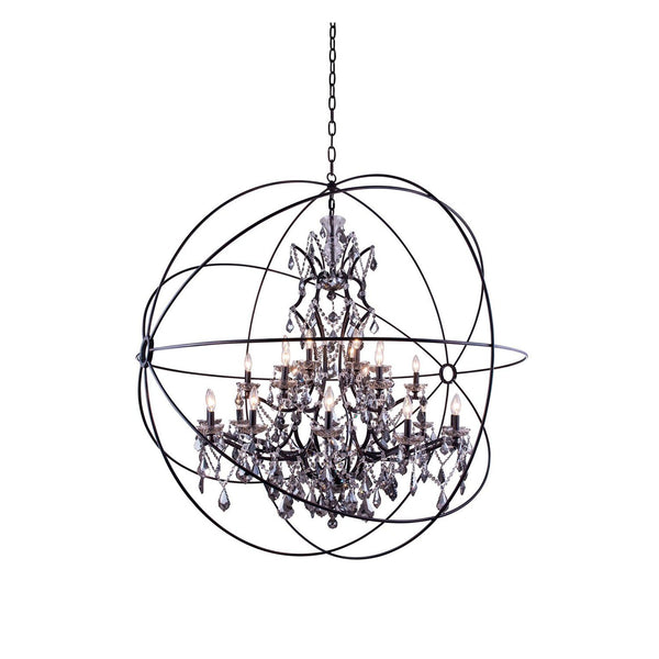 Geneva Dark Bronze Sixty-Inch Pendant with Silver Shade Crystals