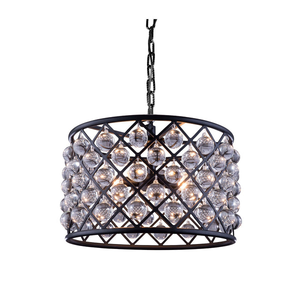 Madison Mocha Brown Six-Light Pendant with Royal Cut Clear Crystals