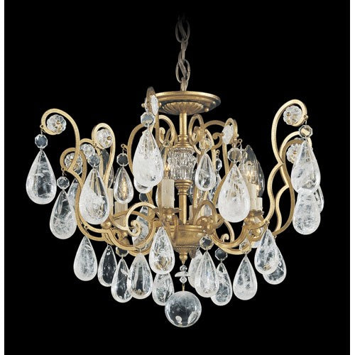 Gold Six-Light Clear Rock Chandelier, 21W x 15.5H x 21D