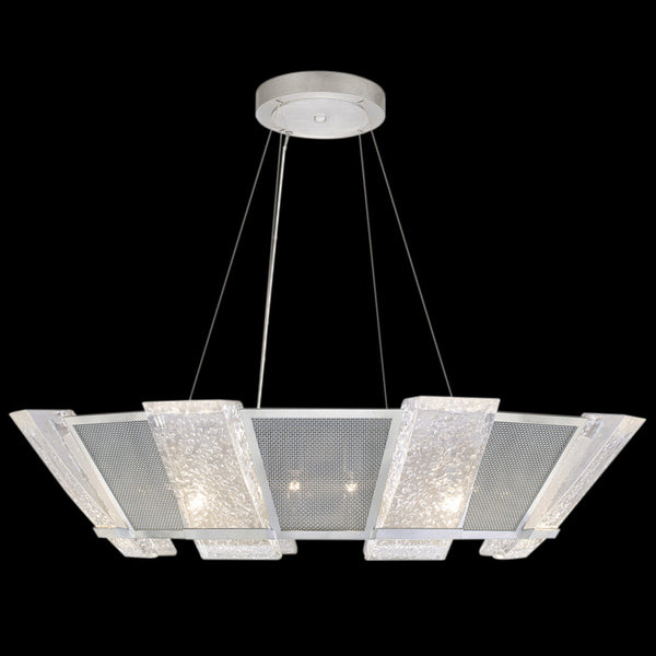 Pendant, Round, 16-Light, Silver, Metal Mesh Shade, 38"W (890640-12ST KECV)