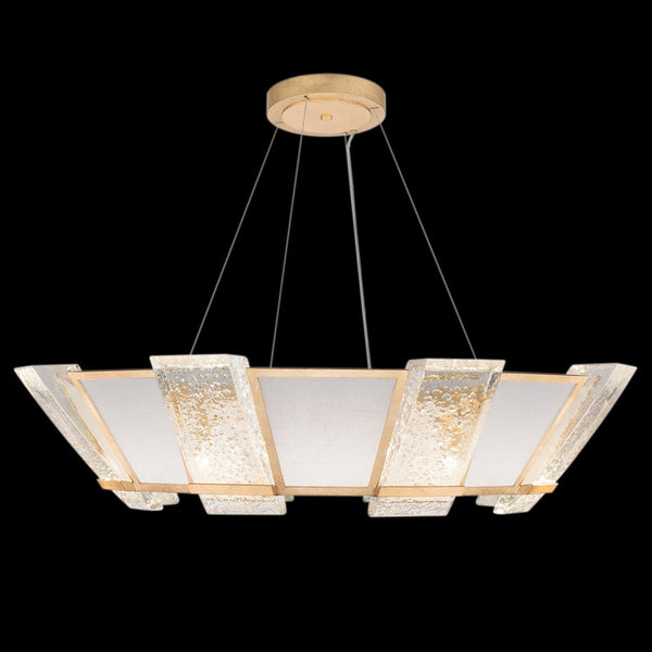 Pendant, Round, 16-Light, Gold, White Textured Linen Shade, 38"W (890640-21ST KDGP)