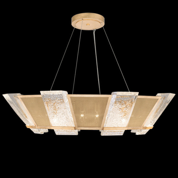 Pendant, Round, 16-Light, Gold, Metal Mesh Shade, 38"W (890640-22ST KDGN)