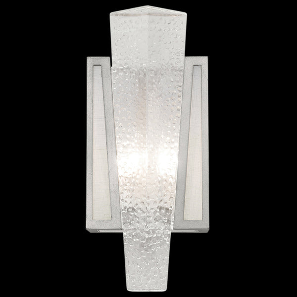 Wall Sconce, 1-Light, Silver, White Textured Linen Shade, 15"H (891150-11ST KDG8)