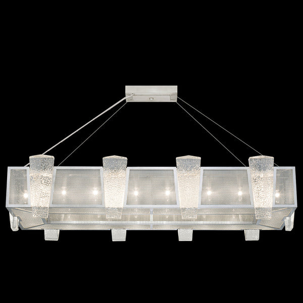 Pendant, Rectangular, 16-Light, Silver, Metal Mesh Shade, 52"W (891240-12ST KDG3)