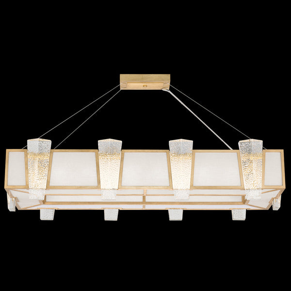 Pendant, Rectangular, 16-Light, Gold, White Textured Linen Shade, 52"W (891240-21ST KDG2)