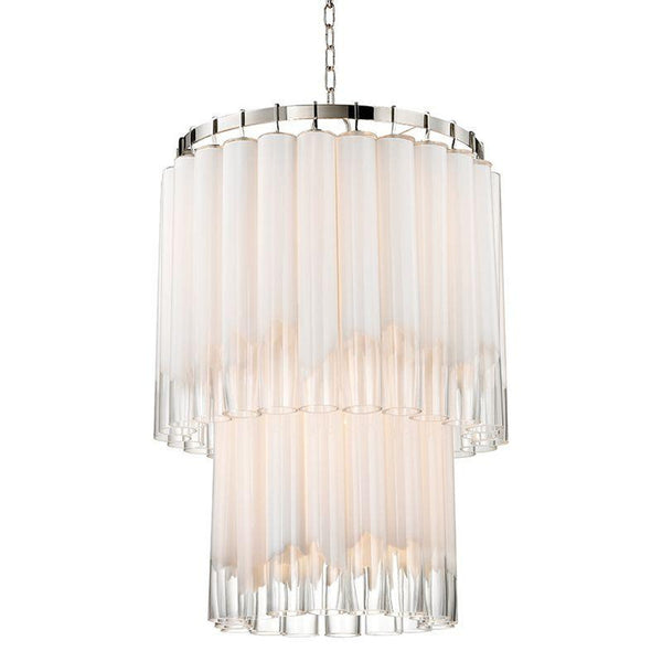 Pendant, 9-Light, Polished Nickel, White Shade, 23.75"W (8924-PN A2CXV)