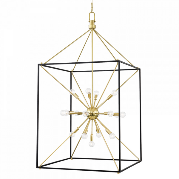 Chandelier, 25-Light, Aged Brass with Black, 27"W (8927-AGB/BK A8K66)