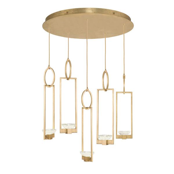 Pendant, Round, 5-Light, Gold Leaf, 26.5"W (893040-2ST KDFH)