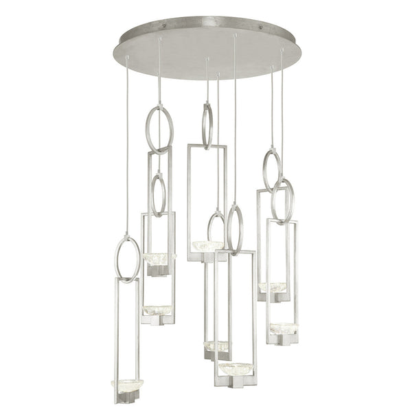 Pendant, Round, 8-Light, Silver Leaf, 33.5"W (893240-1ST KDFC)