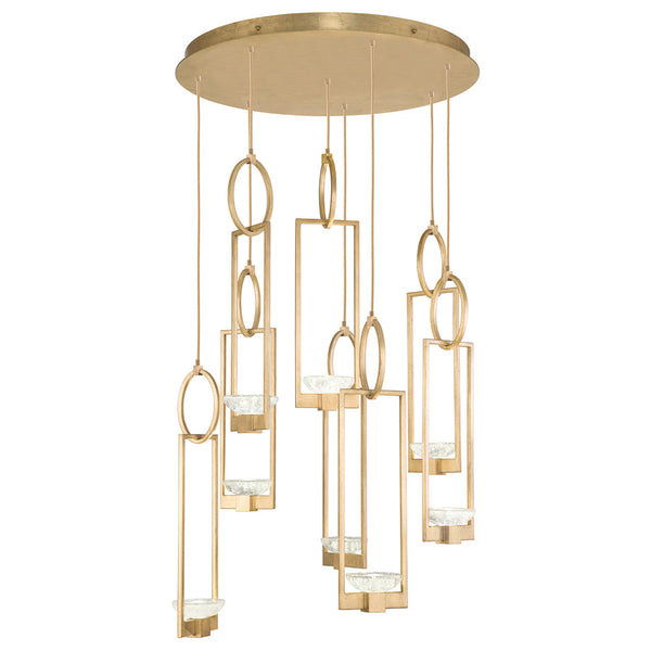 Pendant, Round, 8-Light, Gold Leaf, 33.5"W (893240-2ST KDFA)