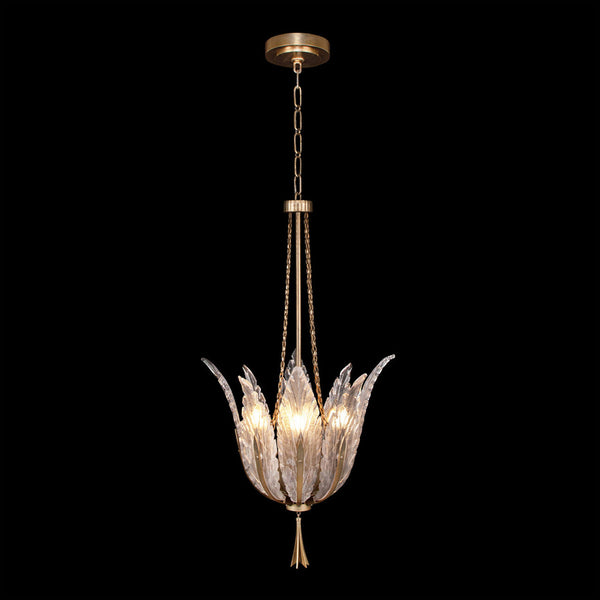 Pendant, Round, 4-Light, Gold Leaf, Clear Crystal & Opaline Dichroic Glass s, 17.5"W (893940-2ST NH1D)