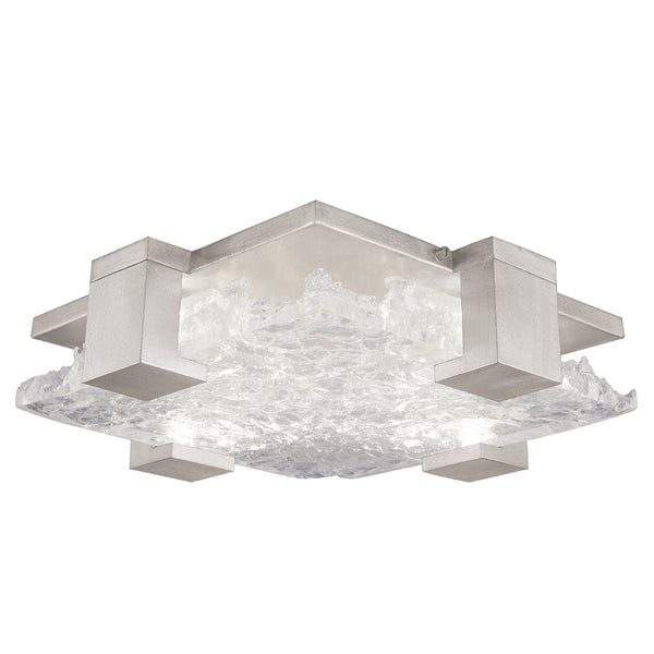 Flush Mount, Square, 4-Light, LED, Silver Leaf, Clear Glass, 16.75"W (895440-21ST NF3R)