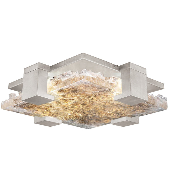 Flush Mount, Square, 4-Light, LED, Silver Leaf, Antiqued Gold Leaf Glass, 16.75"W (895440-22ST NF3X)