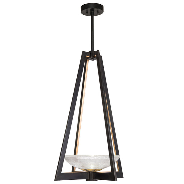 Pendant, Square, 2-Light, Hand-Rubbed Black Iron, 17.5"W (896040-3ST KHAM)