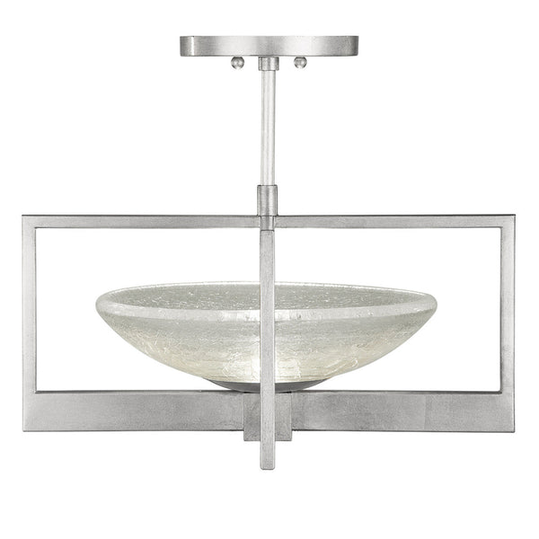 Semi-Flush Mount, Round, 1-Light, Silver Leaf, 18"W (896440-1ST KHAV)