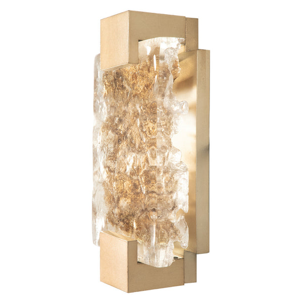 Wall Sconce, 2-Light, LED, Champagne Tinted Gold, Antiqued Gold Leaf Glass, 11.75"H (896550-32ST NF40)