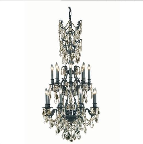 Bronze Sixteen-Light Chandelier with Golden Shadow/Champagne Royal Cut Crystals