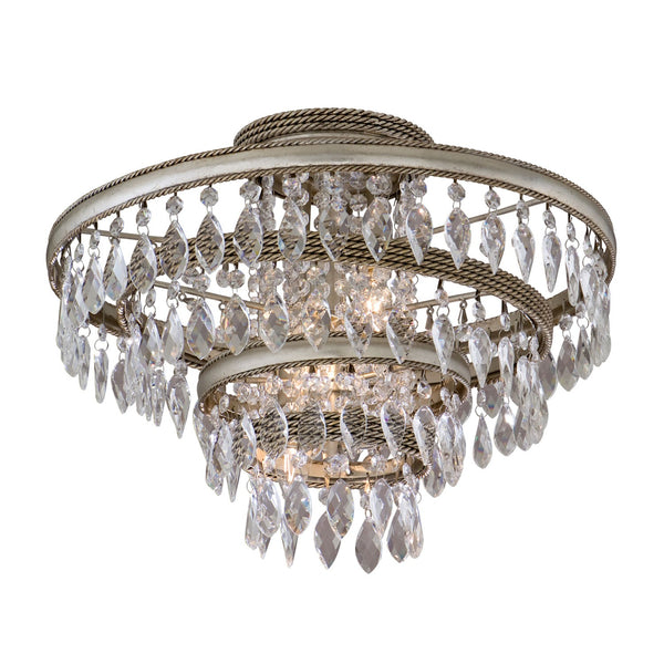 Corbett Diva Silver Leaf with Gold Three-Light Semi Flush