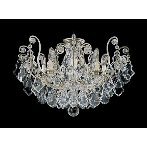 Schonbek Versailles New Antique Silver Eight-Light Clear Heritage Handcut Crystal Close to Ceiling, 26W x 18H x 26D