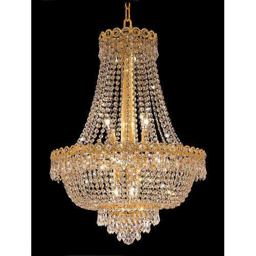 Gold Twelve-Light 20-Inch Chandelier with Royal Cut Clear Crystal