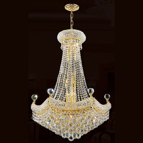 15-Light Gold Finish with Clear-Crystals Chandelier