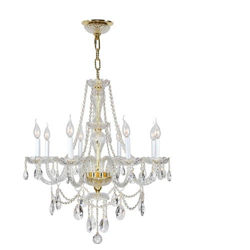 Polished Gold Eight-Light Chandelier