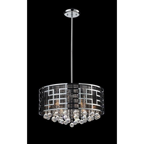 Chrome Six-Light 19-Inch Crystal Pendant