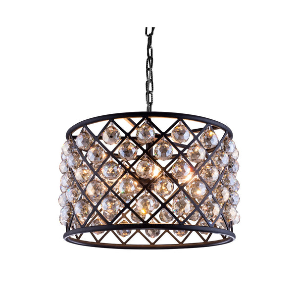 Madison Mocha Brown Six-Light Pendant with Royal Cut Golden Teak Crystals