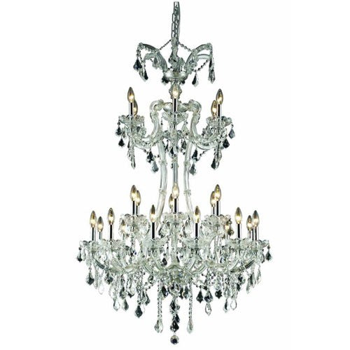 Maria Theresa Elegant Cut Crystal Chrome 24 Light 50-in Chandelier