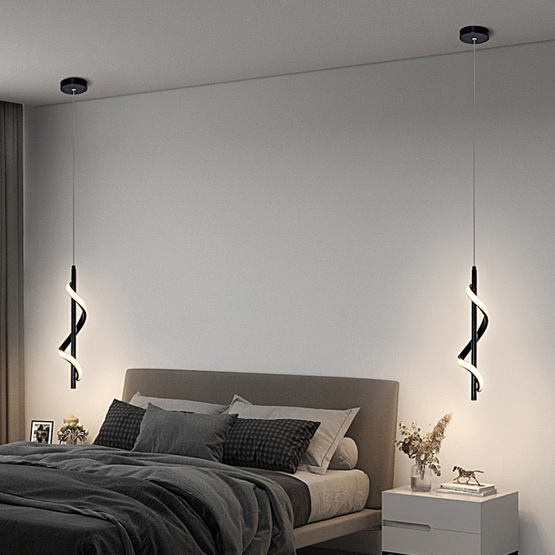 Spiral Strips Three Step Dimming LED Black Modern Wall Lamp Pendant Lights