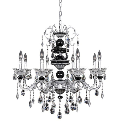 Chrome Eight-Light Chandelier with Firenze Clear Crystal