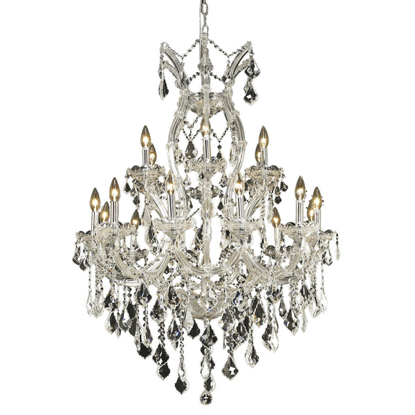 Maria Theresa Chrome Nineteen-Light 32-Inch Chandelier with Royal Cut Clear Crystal