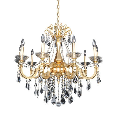 Barret French 24K Gold 10-Light Chandelier with Firenze Clear Crystal