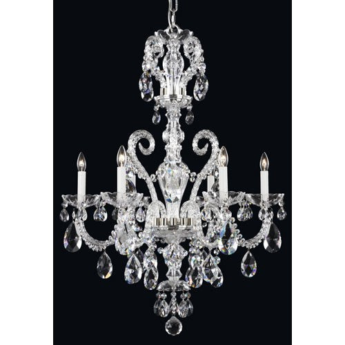 Novielle Polished Silver Six-Light Clear Spectra Crystal Chandelier, 25W x 36H x 25D